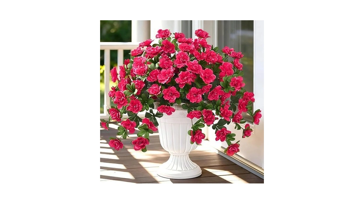 Dolicer Artificial Flowers For Outdoors, 2 Bundles Uv Resistant Fake