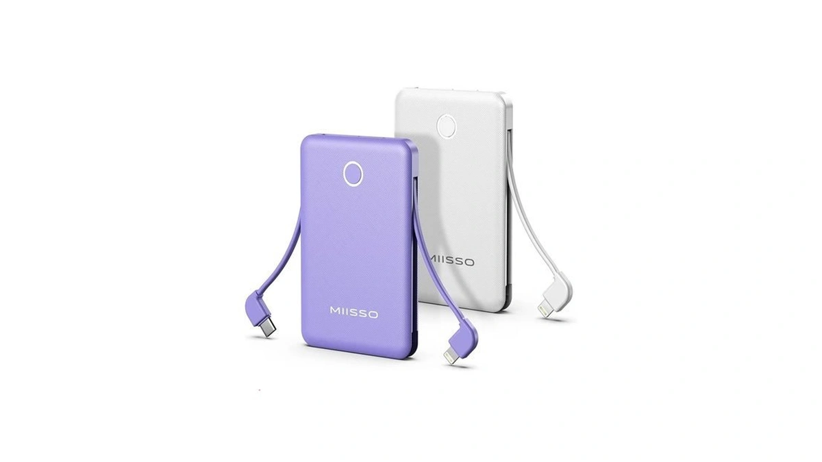 6000mah Ultra Slim Built In Cables Power Bank, Card Size