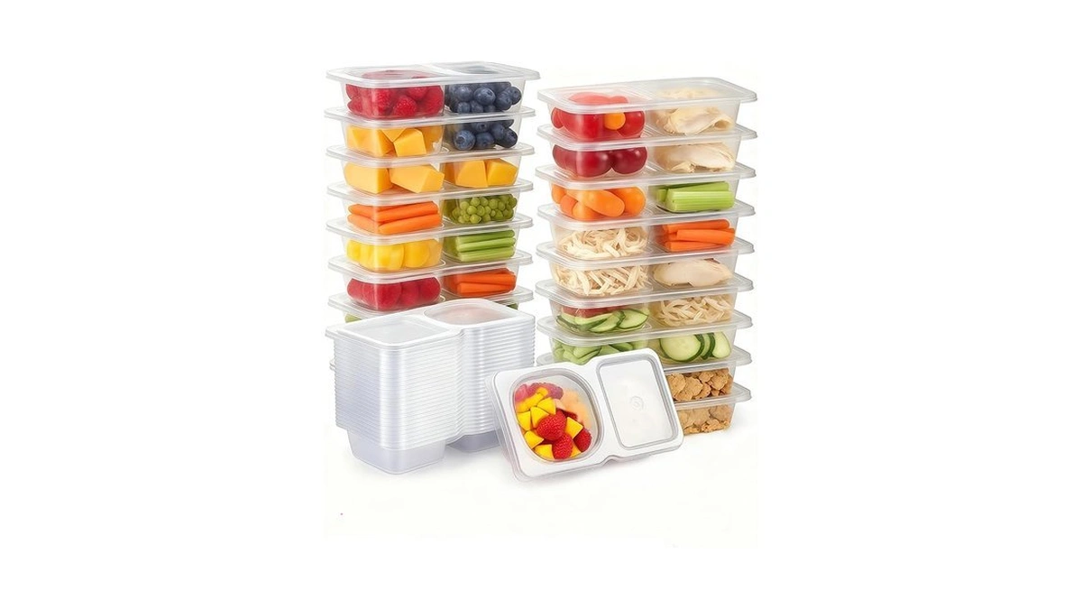 Pure Future 20-pack Reusable Snack Containers With Lids, 2-compartment Snackle