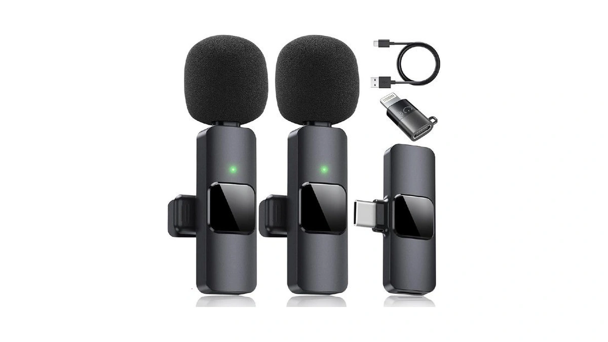 Dual Wireless Lavalier Microphone For Iphone, Ipad - Perfect For