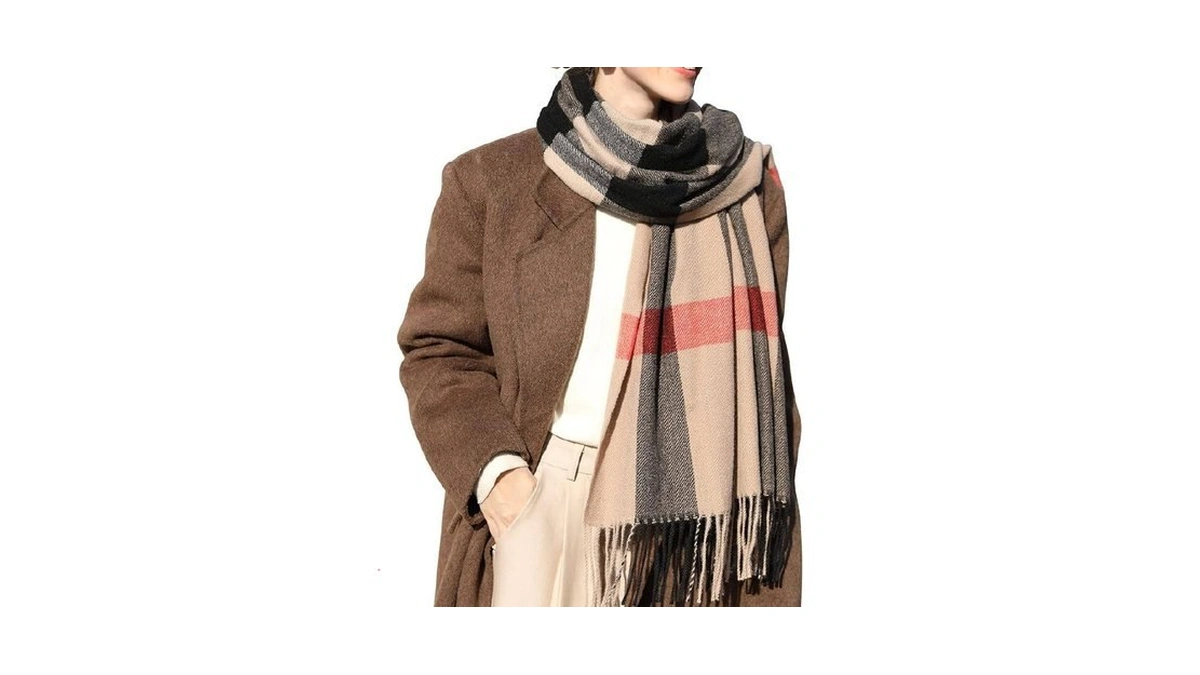 Kozinu Women's Winter Scarf Large Warm Shawl Classic Tassel Plaid