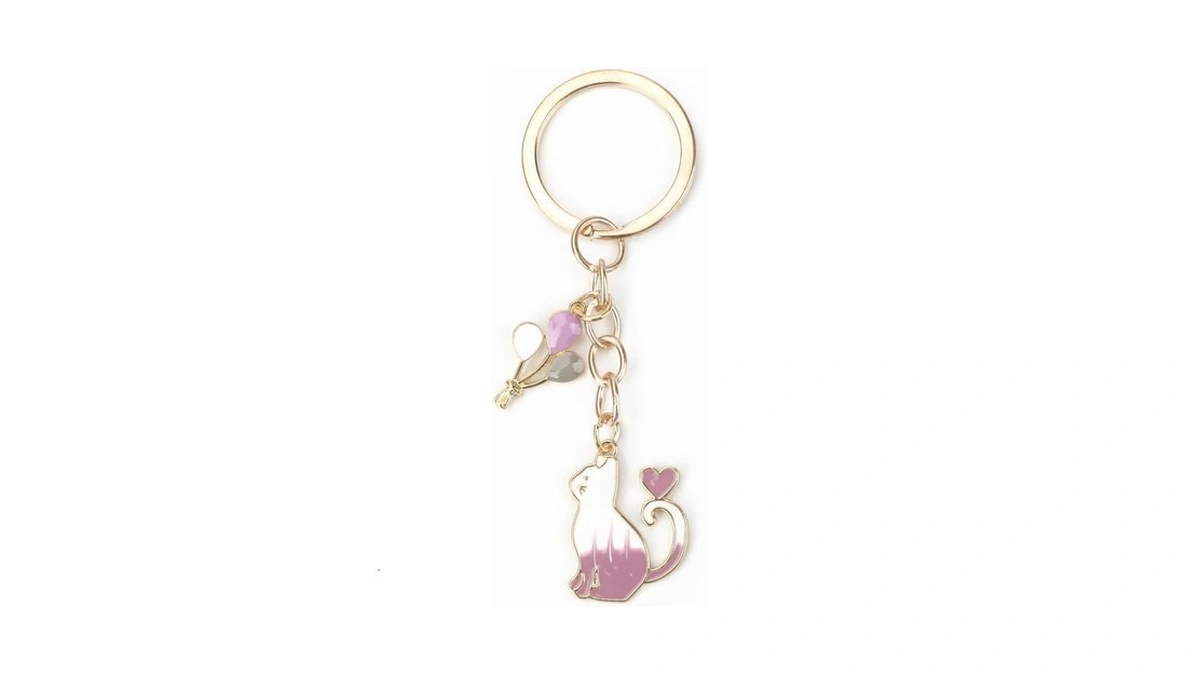 Purple And White Cat Keychain,cute Cat Couple Keychains,cat Keychains For