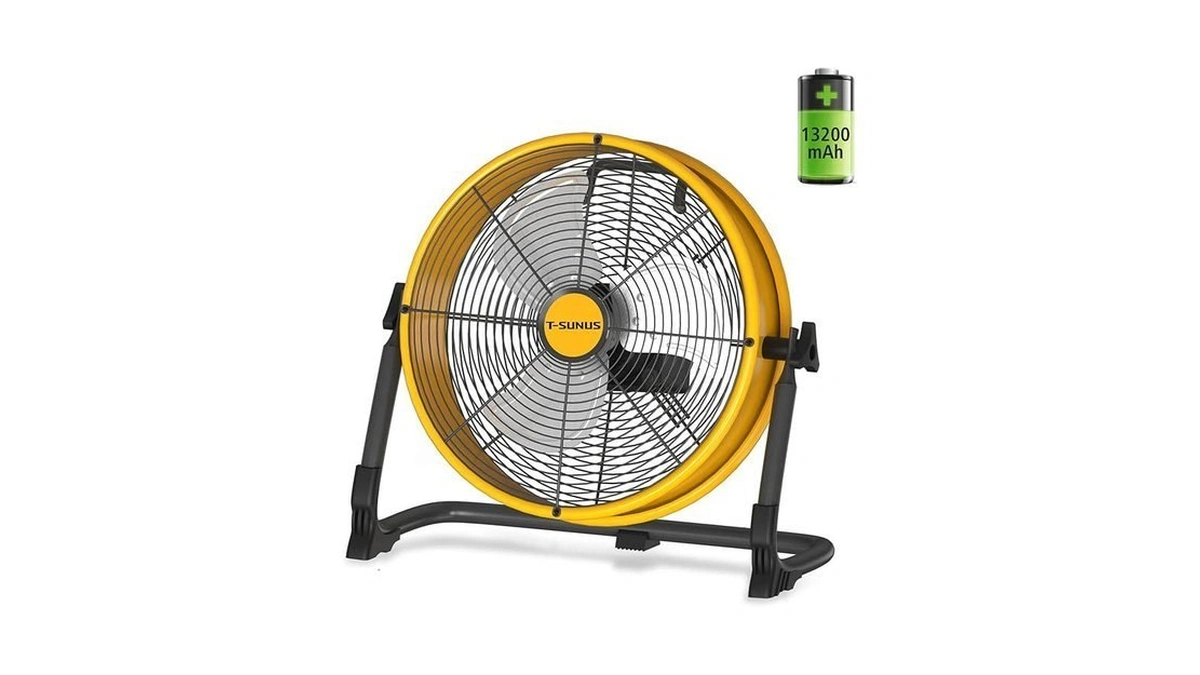 T-sunus 12" Battery Powered Floor Fan, 13200mah Rechargeable Cordless Portable