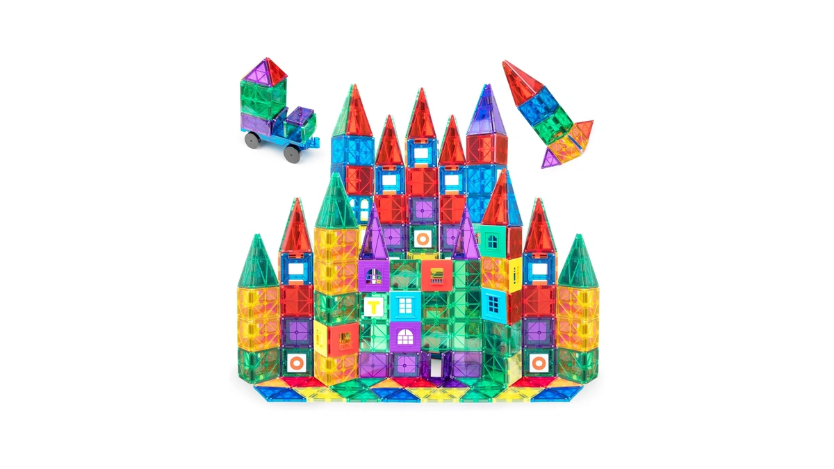 Playmags Magnetic Tiles For Kids 100-piece Set, Stem Educational Building