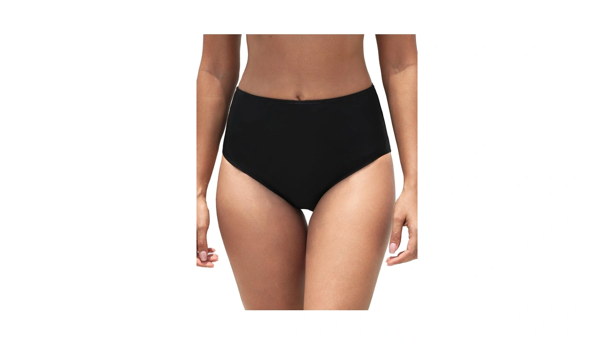 Dipinon Women's Black High Waisted Bikini Bottom Full Coverage Bathing