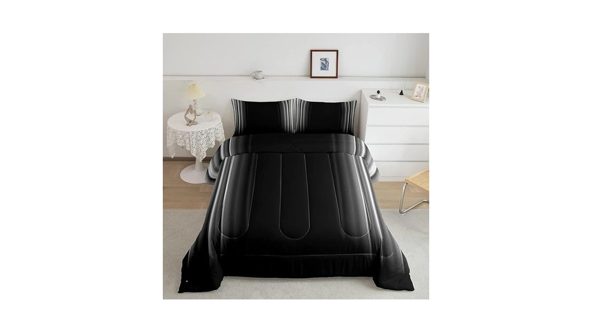 Feelyou Geometric Abstract Ombre Bedding Set Men Adults Teens Grey