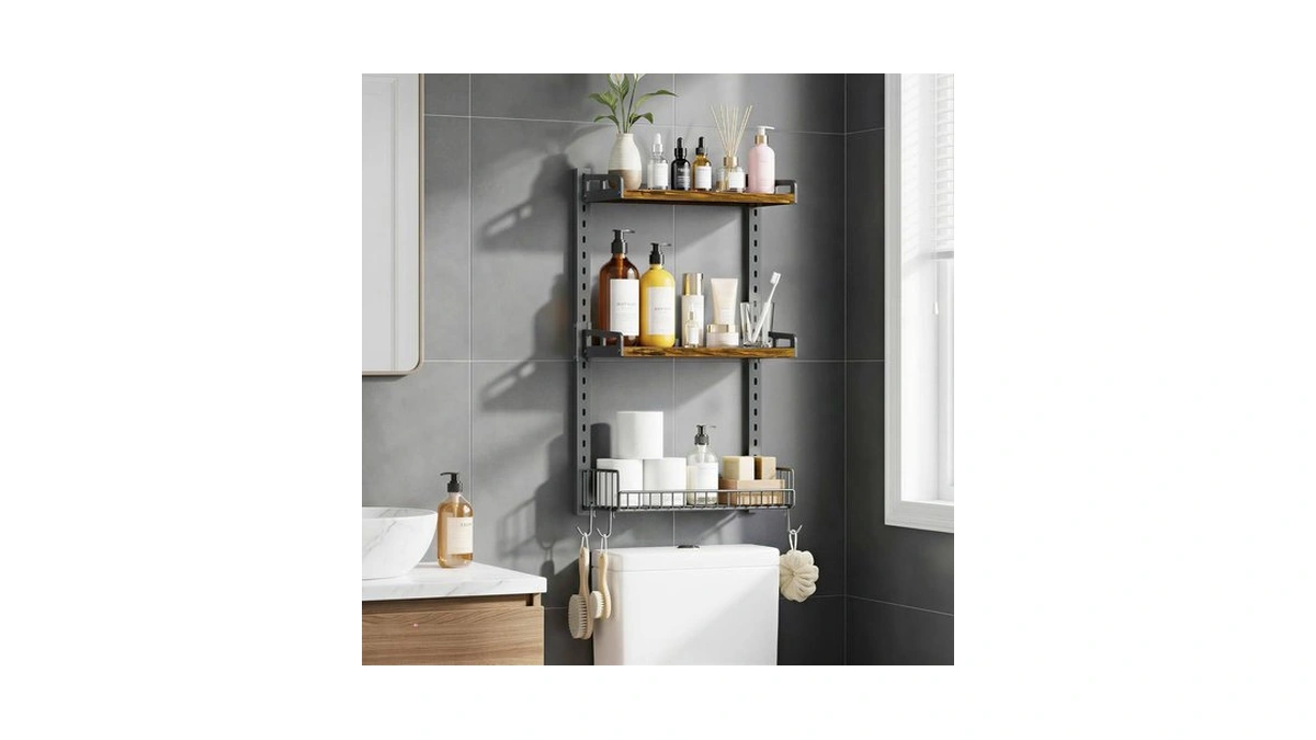 Kalrin 3 Tier Bathroom Shelves Over Toilet - Wall Mounted