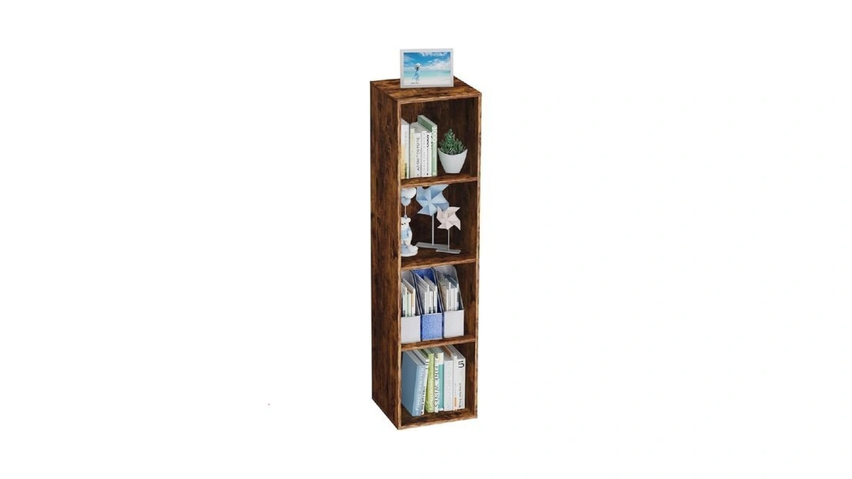 Nestwise 4 Tier Bookshelf, Freestanding Corner Storage Shelve Book Case
