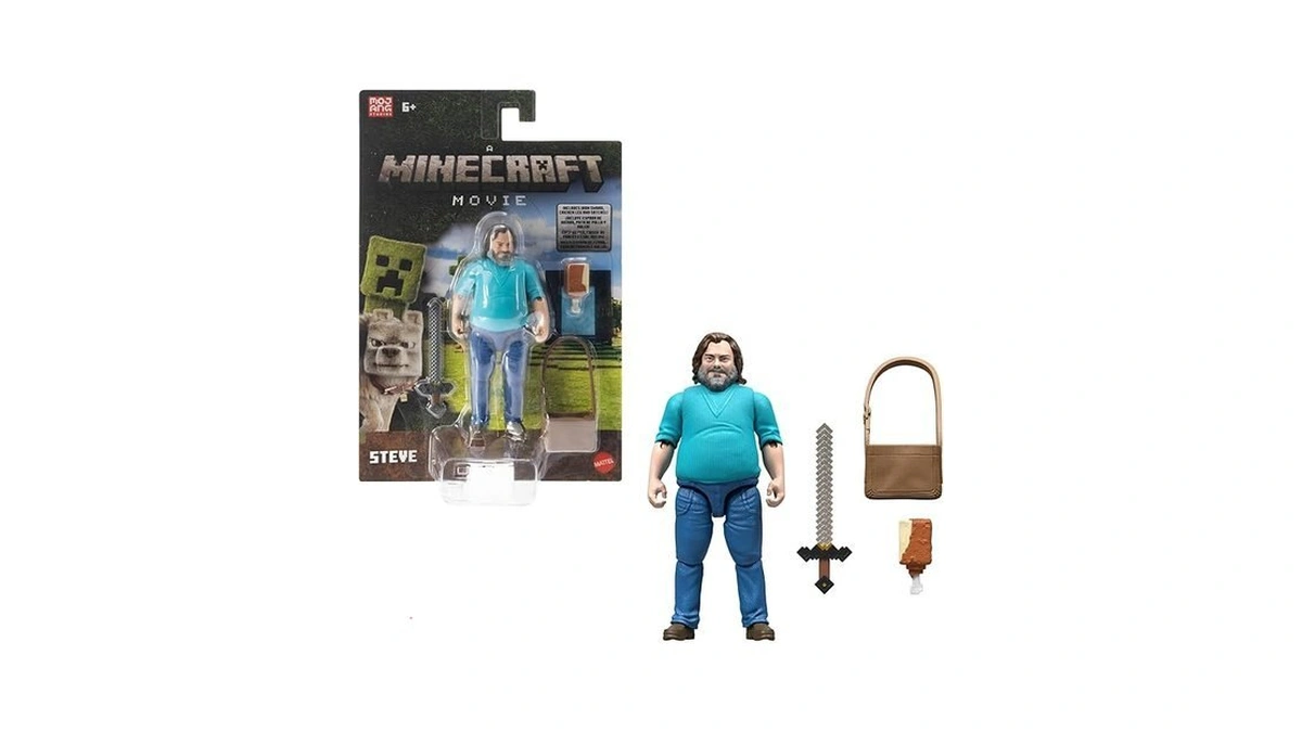 Mattel Minecraft Action Figure & Accessories Set, 4-inch Steve Posable