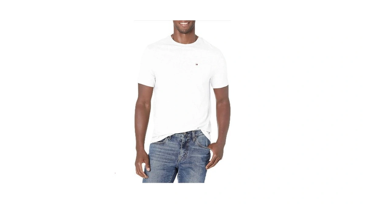 Tommy Hilfiger Men's T Shirt Crewneck With Pocket, Bright White