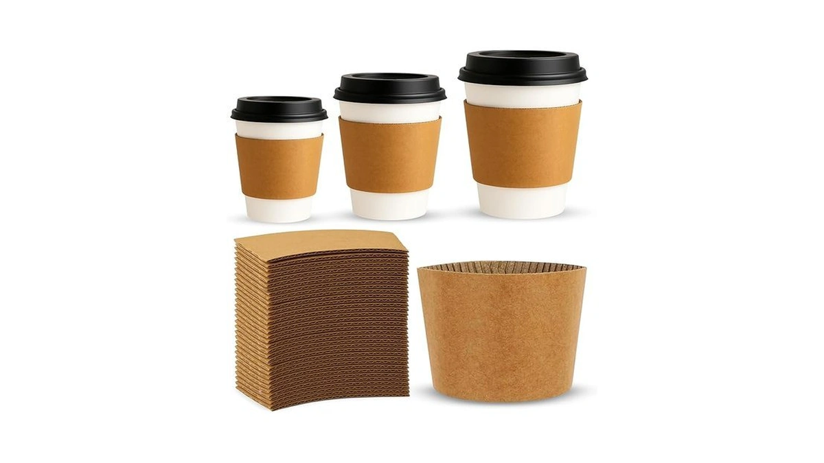 Concession Essentials Disposable Coffee Cup Sleeves – Kraft Paper Insulated