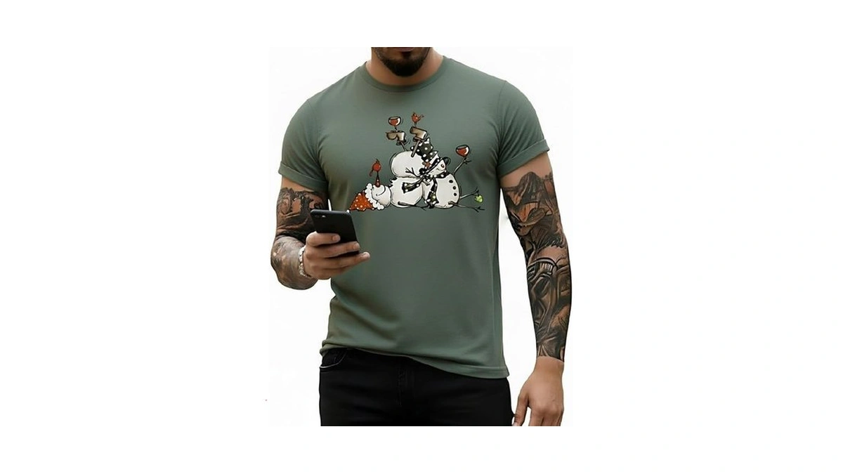 Cjqcjq Christmas Drunk Snowmen Graphic T-shirt - Festive Holiday Party