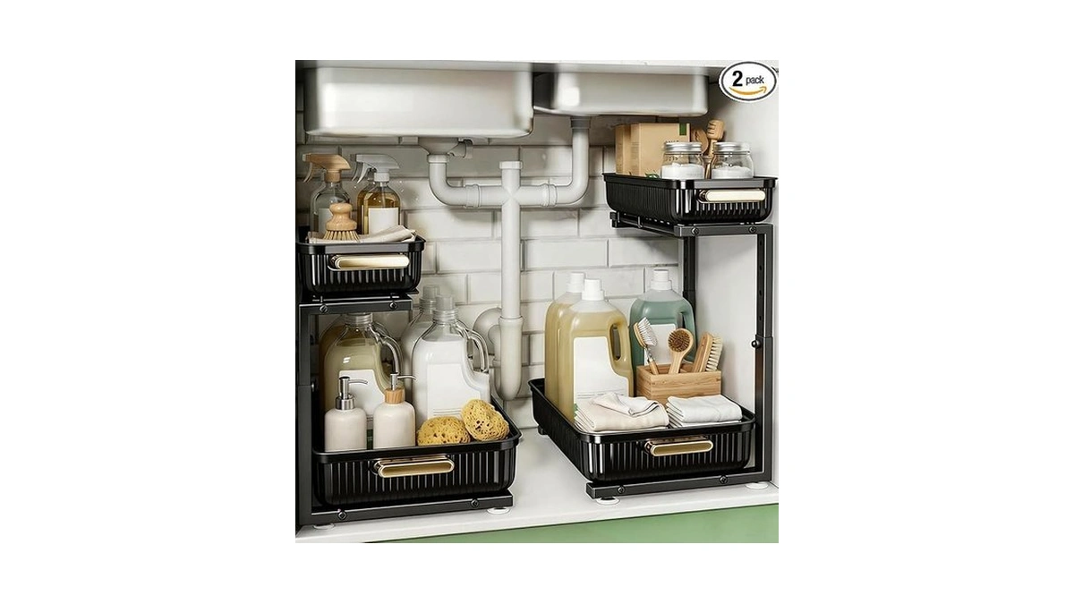 Arstpeoe Under Sink Organizer - 2 Packs Multi-purpose Pull-out Storage