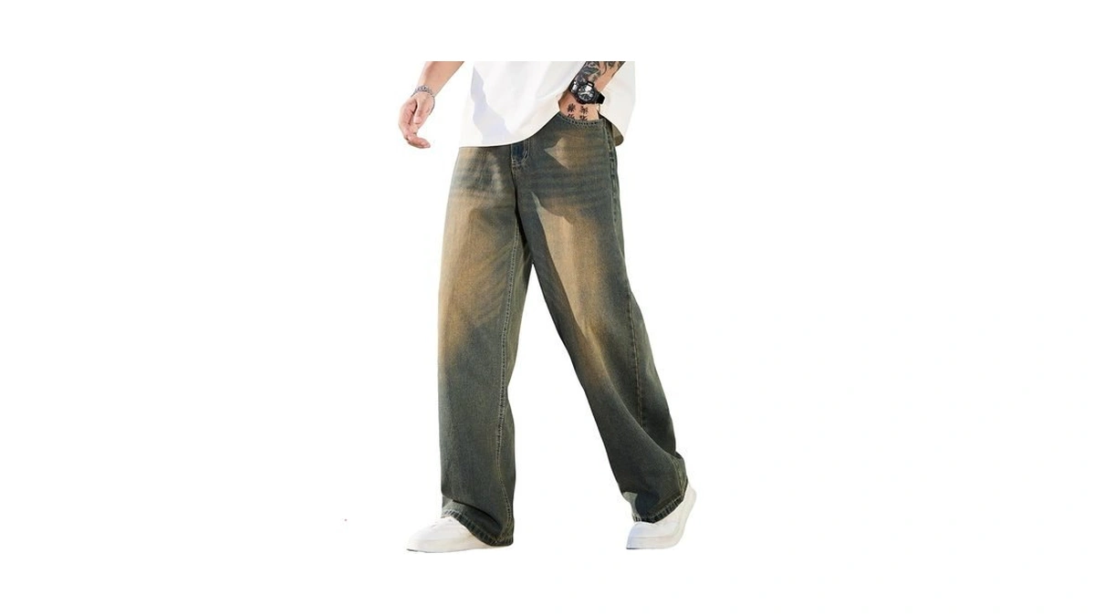 Qgrswbc Loose Fit Jeans Men Y2k Baggy Denim Pants Hip