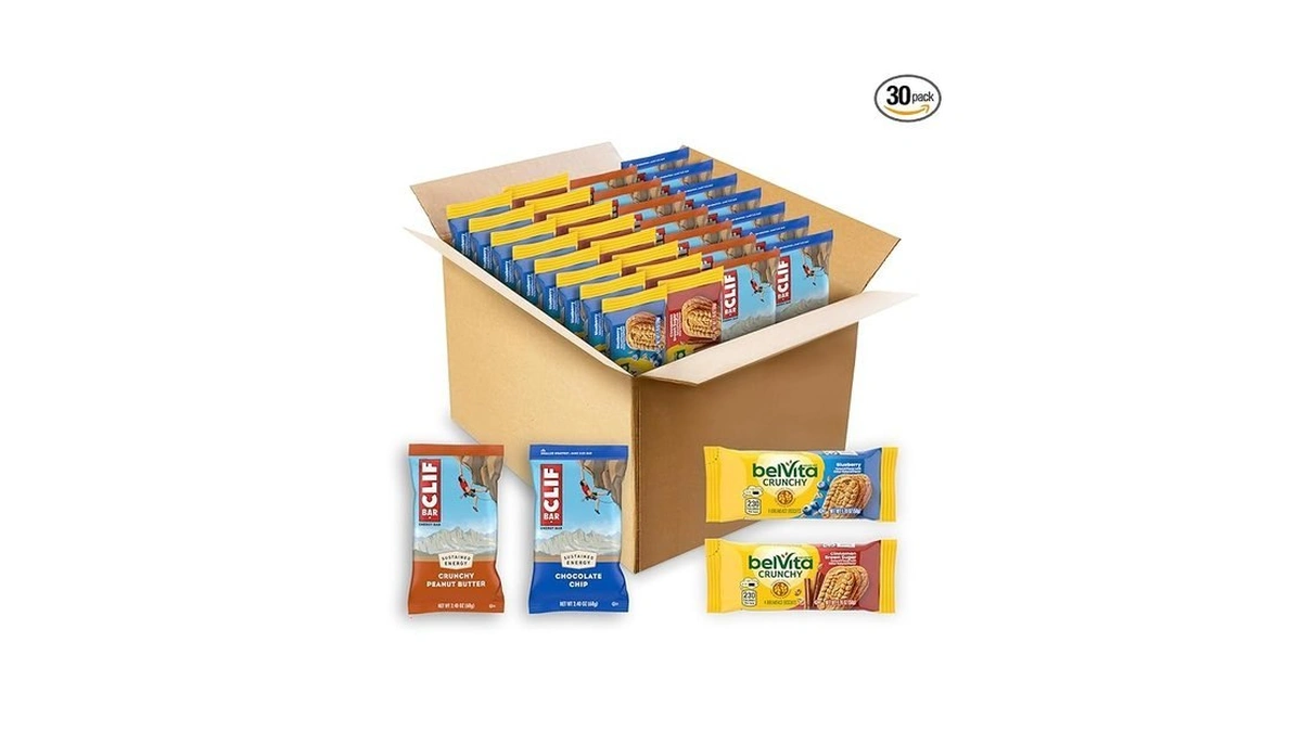 Clif Bar Energy Bars And Belvita Breakfast Biscuits Variety Pack,