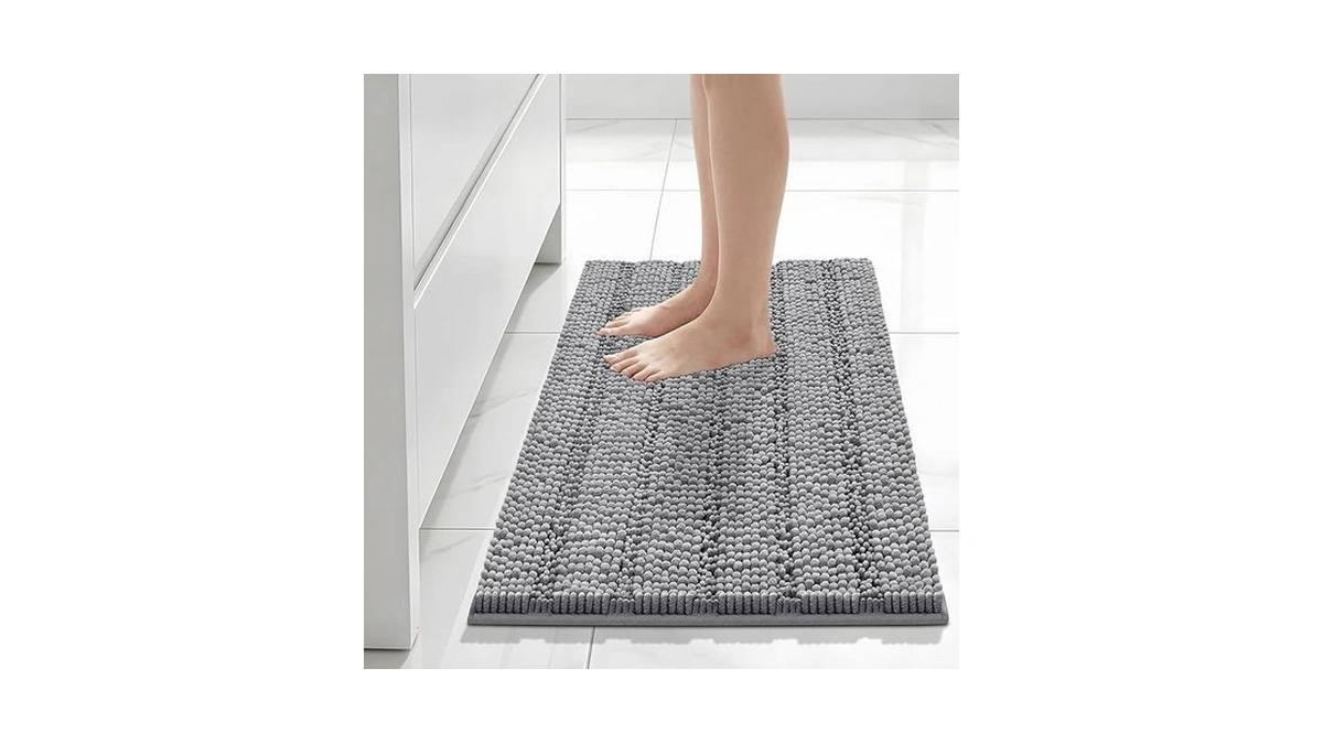Bcoimo 30"×20" Chenille Bath Mat – Non-slip With Backing Bath