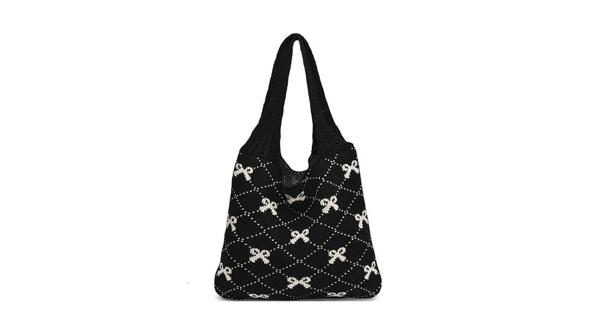 Busnos Crochet Beach Bags For Women Coquette Bow Tote Bag