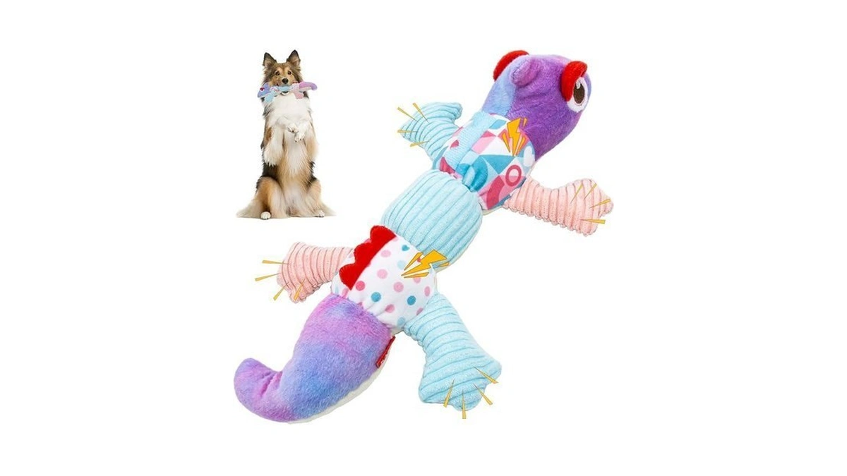 Belieonu Crinkle Dog Toys Squeaky Plush No Stuffing Cute Puppy