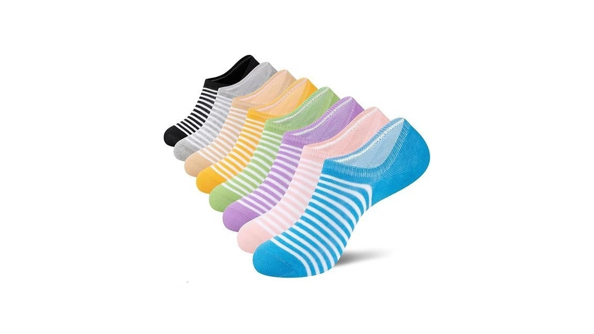 Coovan No Show Socks Womens 8 Pairs Cotton Anti-slip Strip