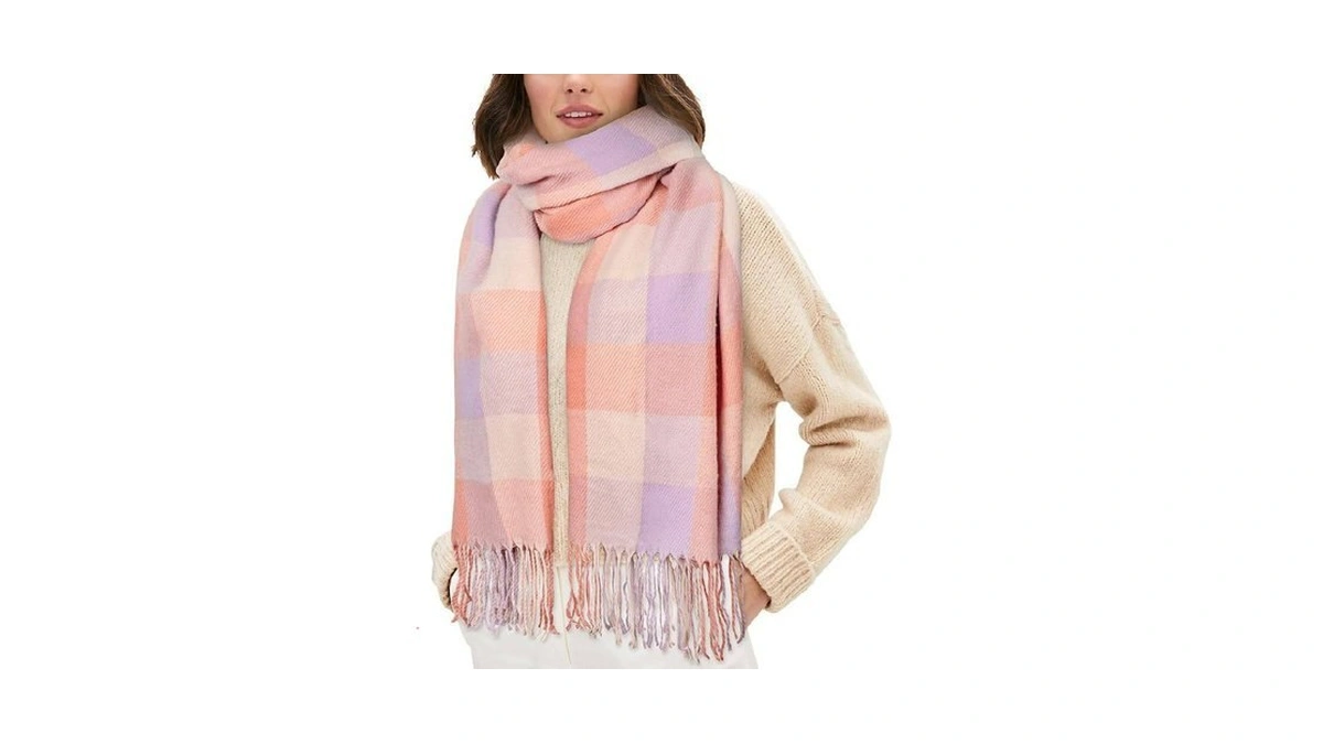 Ysense Women's Long Plaid Blanket Scarf Chunky Oversized Winter Fall