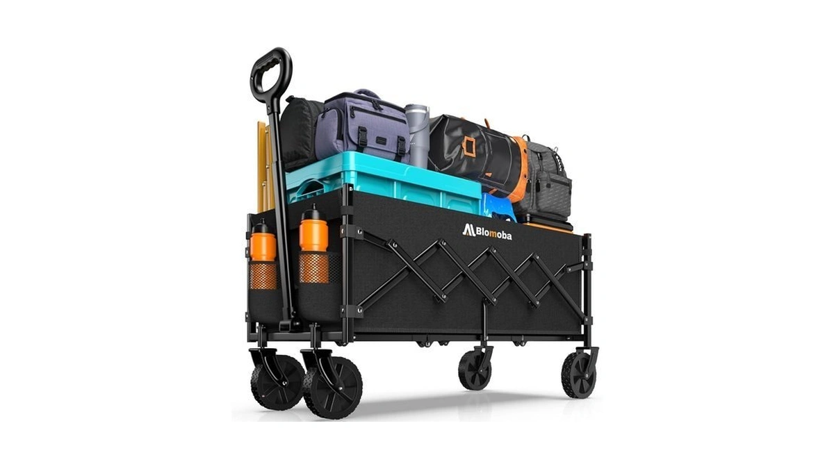 Blomoba 35'' Extra Long Collapsible Wagon With Adjustable Handle, Lightweight