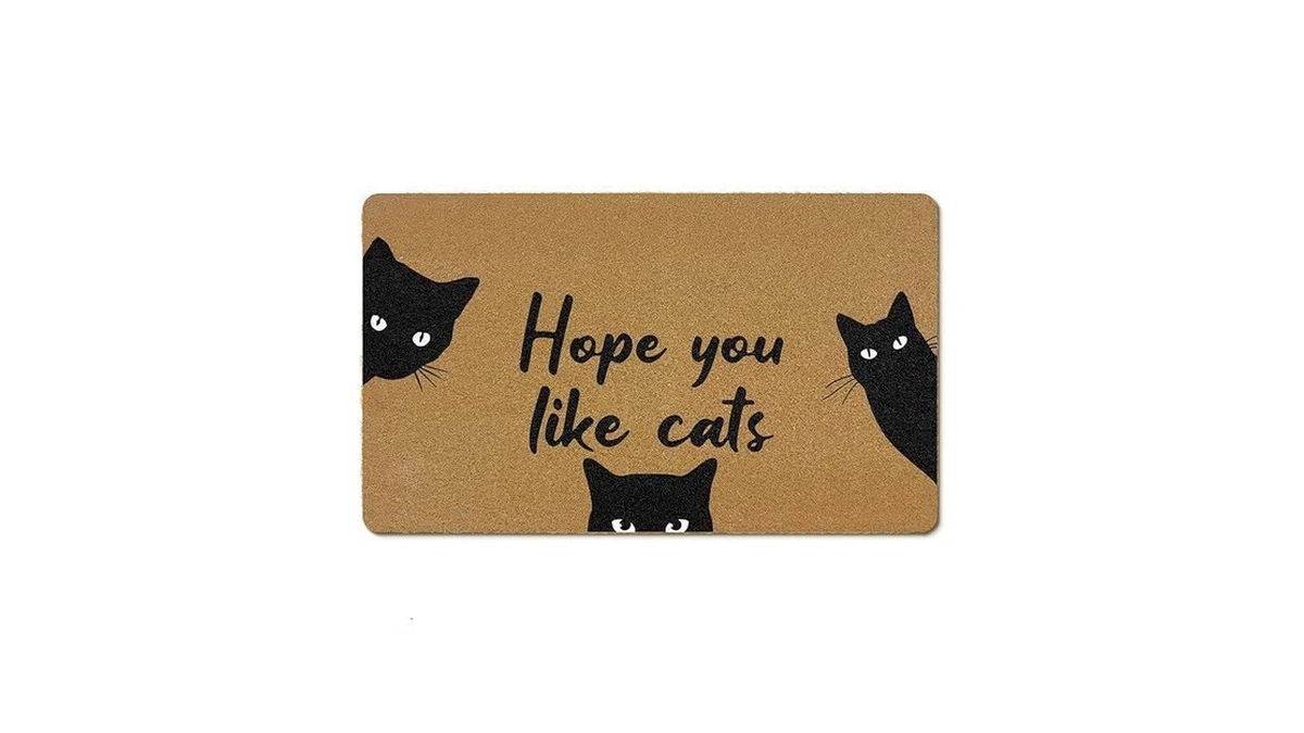 Egbtl Funny Black Cat Coir Door Mats Outdoor, Black Cat