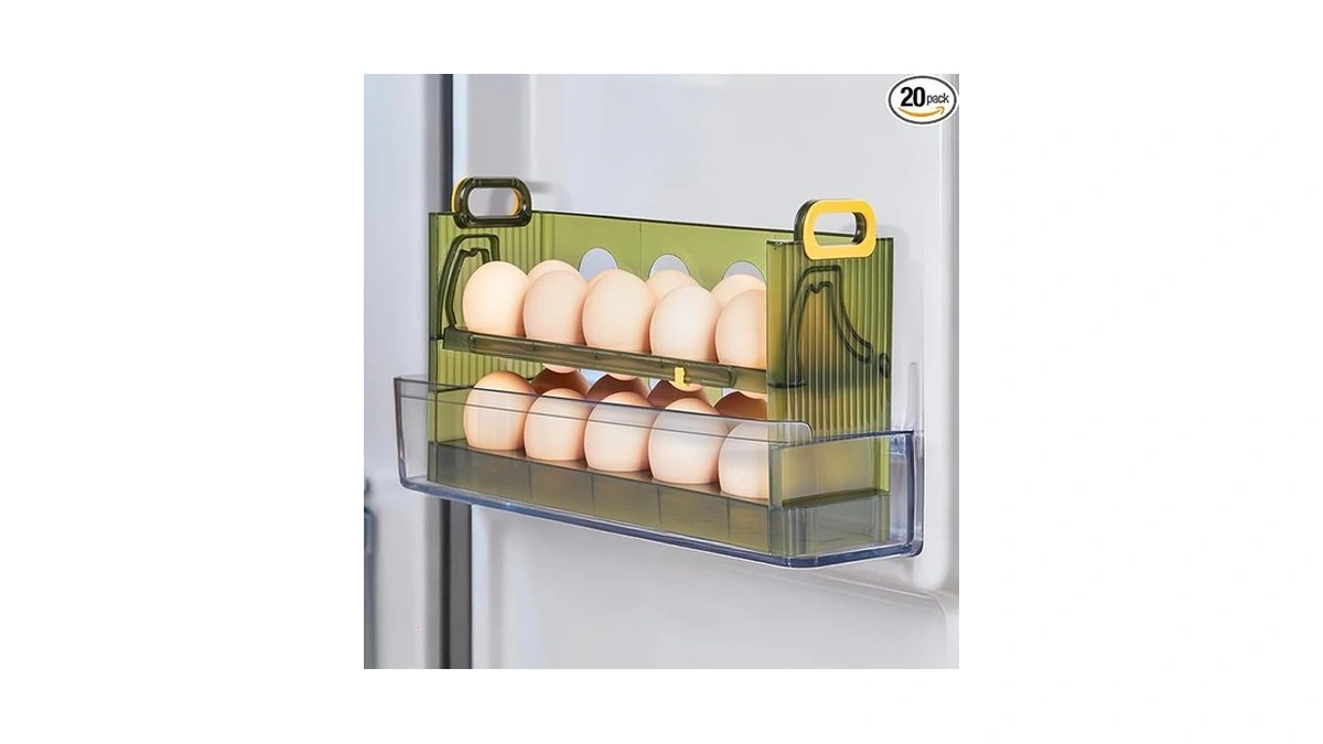 Etenpo 20 Egg Holder For Fridge, 2 Tiers Clear Stackable