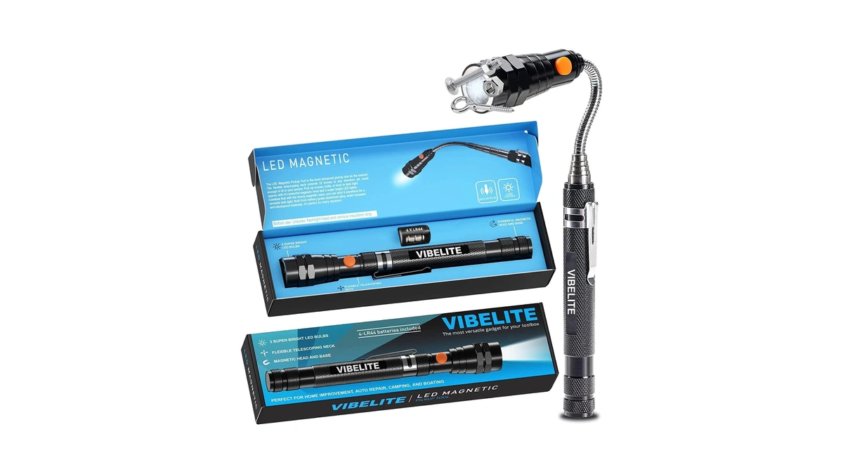 Vibelite Extendable Magnetic Flashlight With Telescoping Magnet Pickup Tool-fathers Day