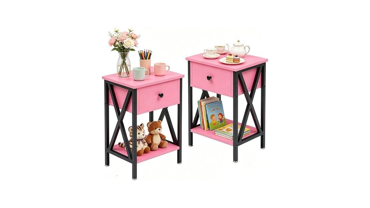 Vecelo Nightstands Set Of 2, Modern Bedside End Tables, Night
