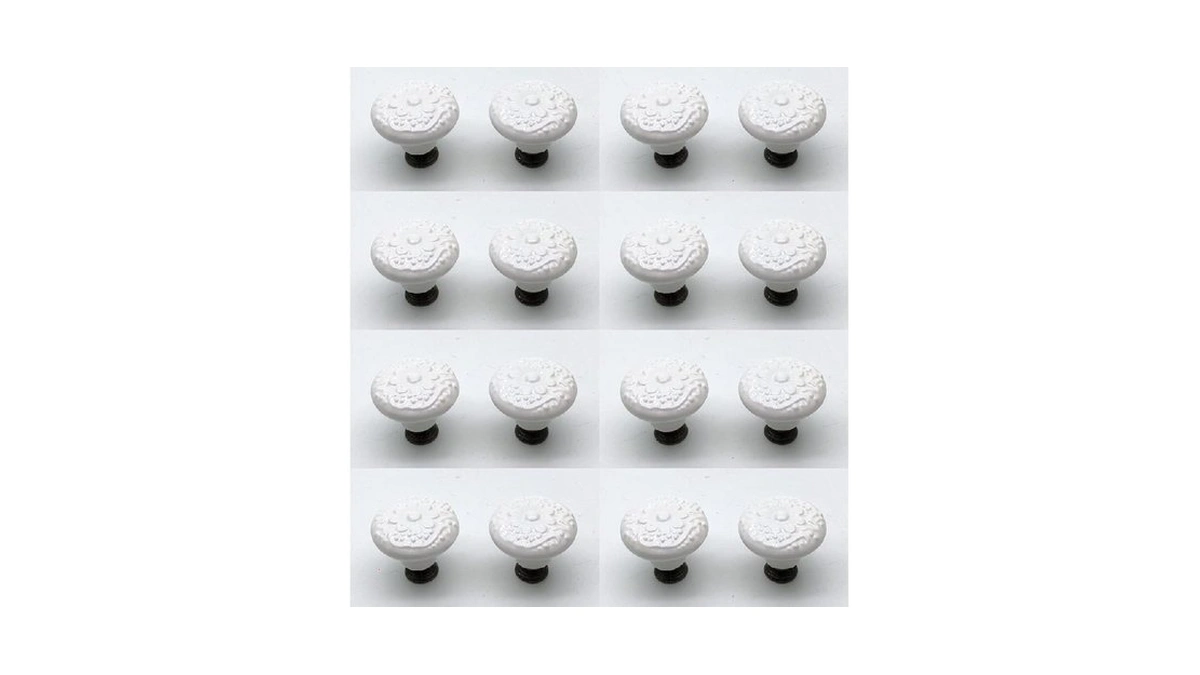 Susenya Ceramic Knobs,16pcs, Decorative Cabinet Knobs 1.3" Dia. White With