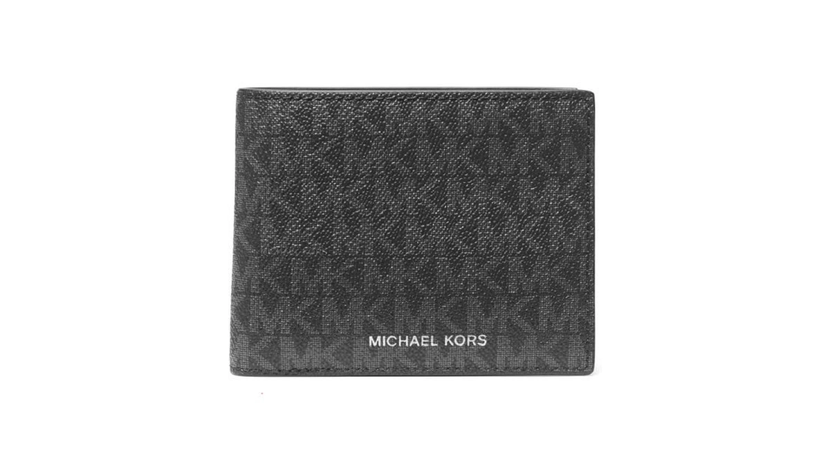 Michael Kors Men's Greyson Billfold Wallet With Passcase, Black Signature