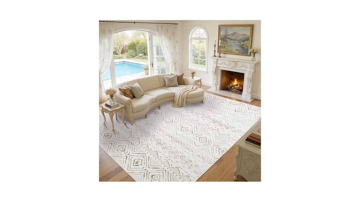 Groovoft 5x7 Area Rug For Living Room, Washable Boho Moroccan