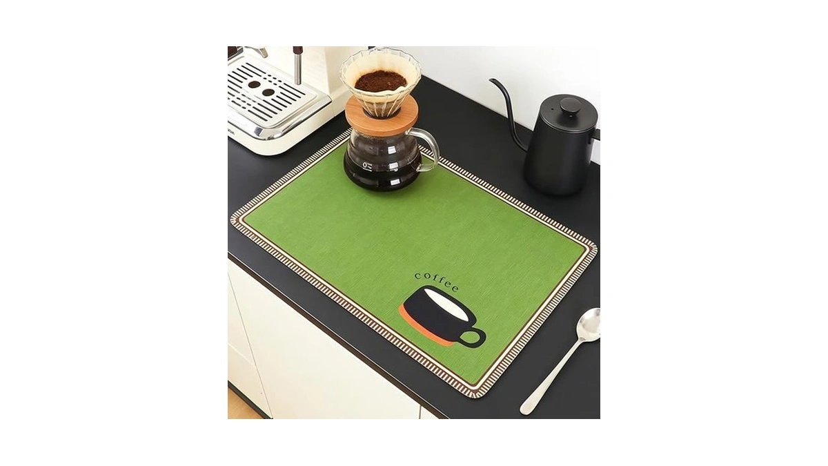 Premium Dish Drying Mat For Coffee Bar Accessories, Kitchen Counter