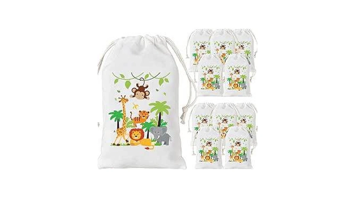 Kreatwow Jungle Animal Party Favor Bags 12 Pack - Candy