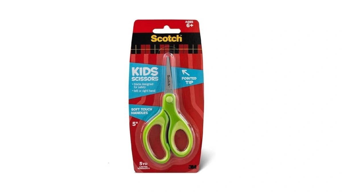 Scotch Kids Pointed Tip Scissors With Soft Touch, 5 Inches