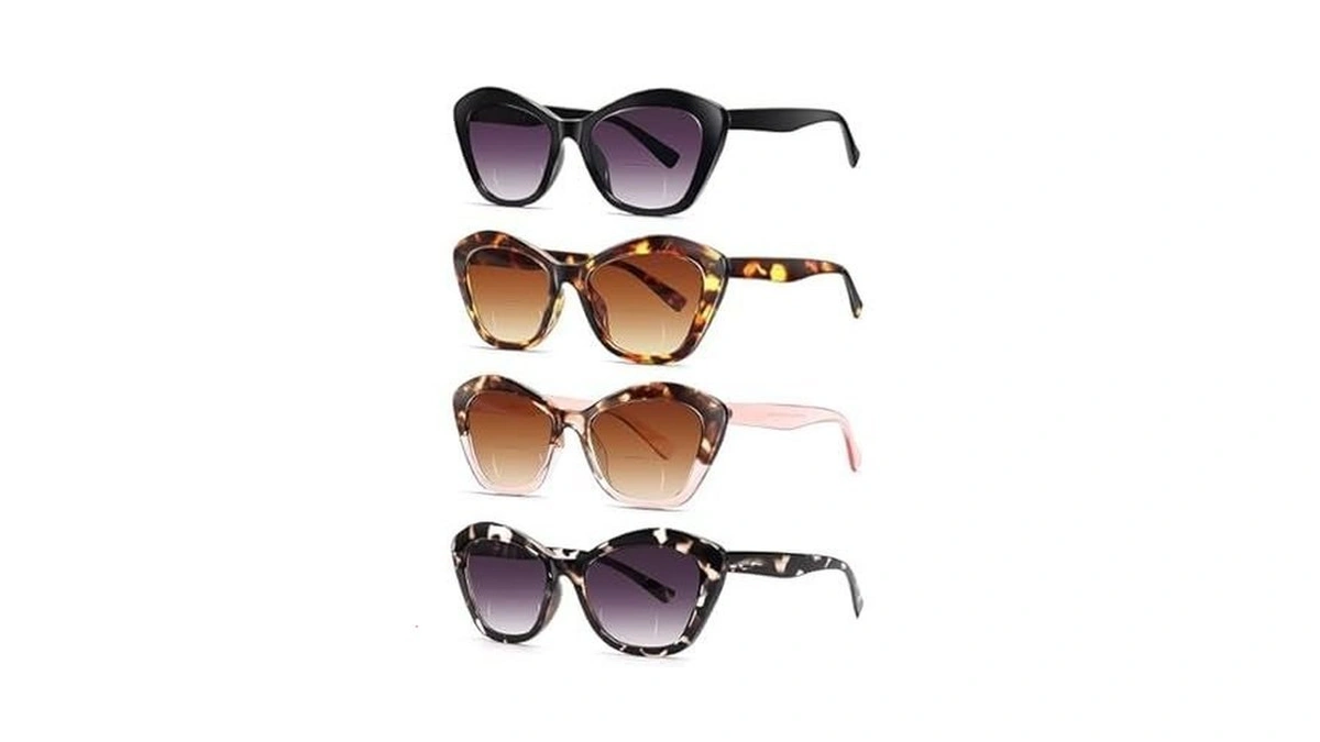 Ladeesse 3 Pack Reader Sunglasses For Women Fashion Cateye Sun