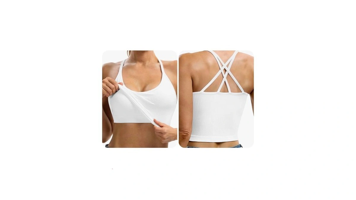 Mathcat Cross Back Crop Tank Tops For Women, Longline Seamless