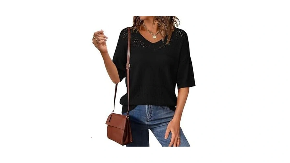 Prettygarden Women's Short Sleeve Sweater Tops 2026 Spring Summer Casual