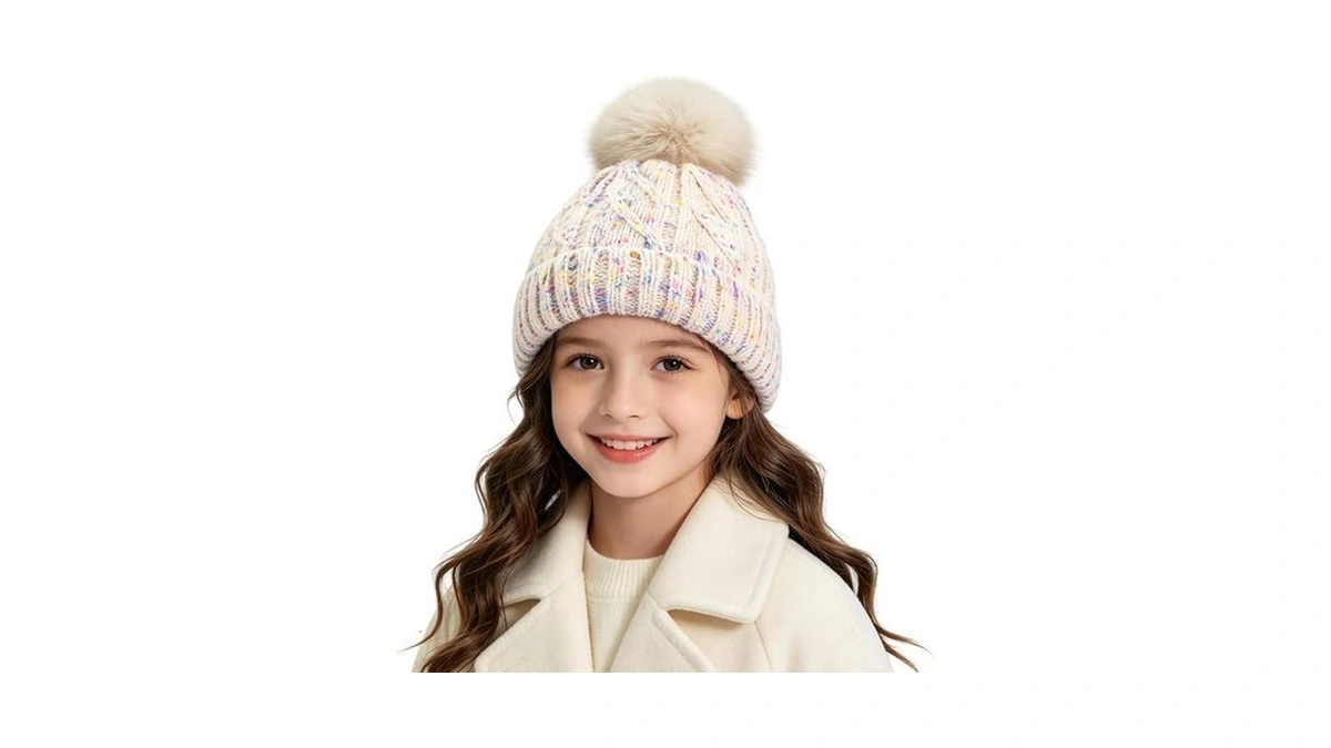 Fulcyla Winter Knit Beanie Hat For Kids Girls With Faux