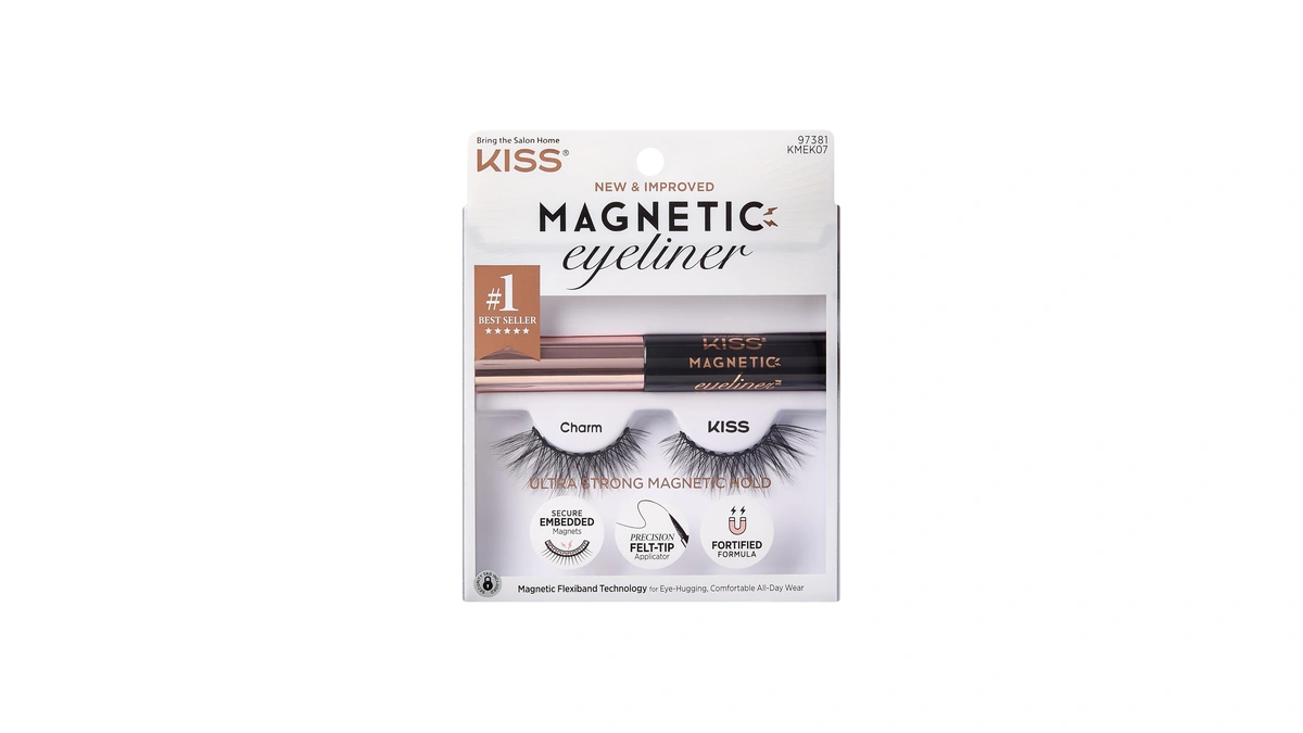 Kiss Magnetic False Eyelashes And Eyeliner, ‘charm’, 12mm, Easy To
