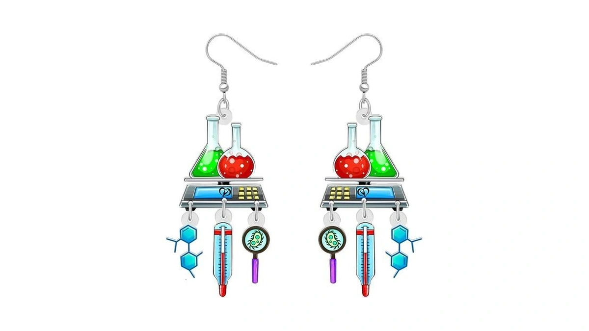 Bamay Acrylic Fun Science Laboratory Chemistry Biology Teacher Earrings Dangling