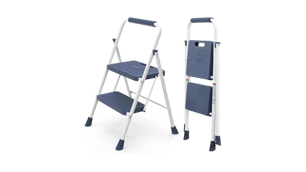 Sweetcrispy 2 Step Ladder, 800lbs Folding Step Stool With Wide