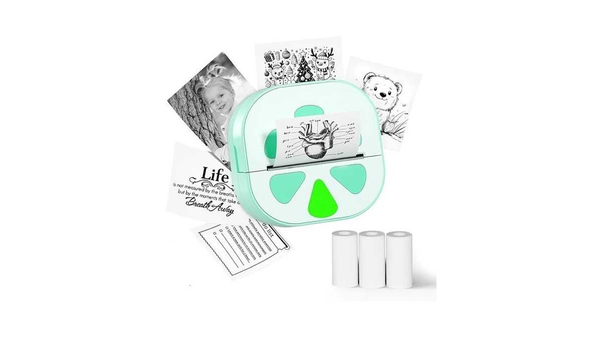Mini Sticker Printer, D20 Portable Bluetooth Inkless Thermal Sticker Maker