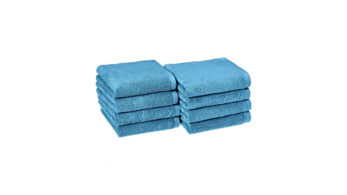 Amazon Basics 8-pack Lightweight Quick-dry Hand Towels, 100% Cotton, 28"