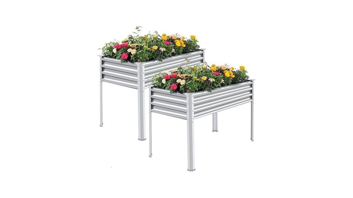 Land Guard 2 Pack Galvanized Raised Garden Bed With Legs,