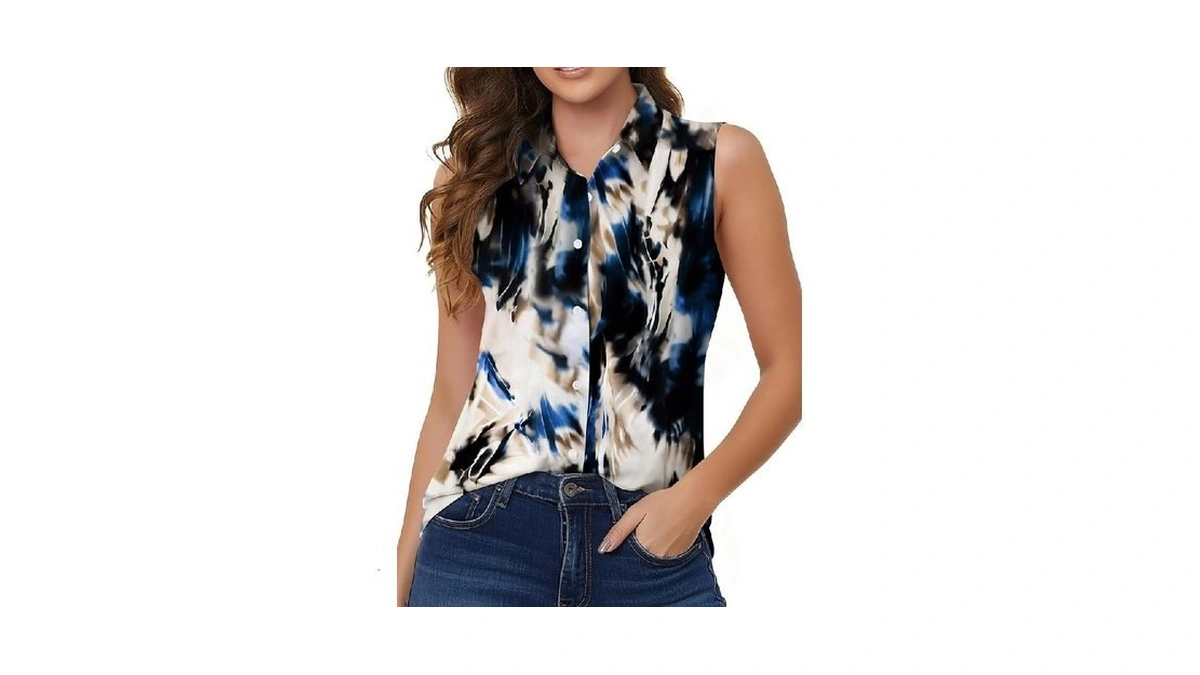 Tolovic Wrinkle Free Womens Sleeveless Button Down Shirts For Women
