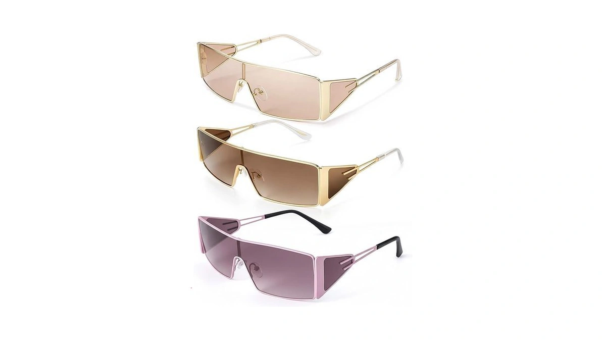 Jatebi Y2k Sunglasses For Women Men, 3 Pairs Oversized Rimless