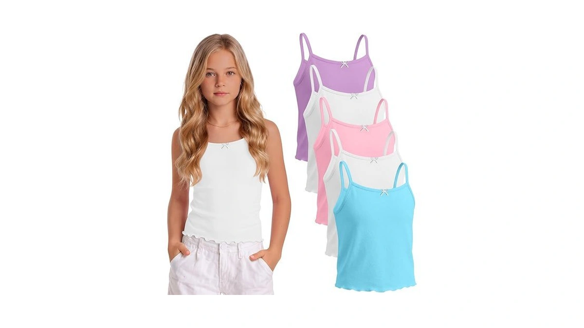 Yooaurvox 5 Pack Girls Tank Camisole 5-14 Years Kids Soft