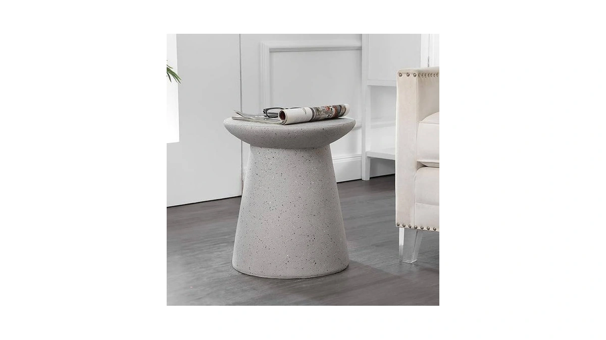 Jonathan Y Hollie 18" Gray Terrazzo Polyresin Outdoor Side Table