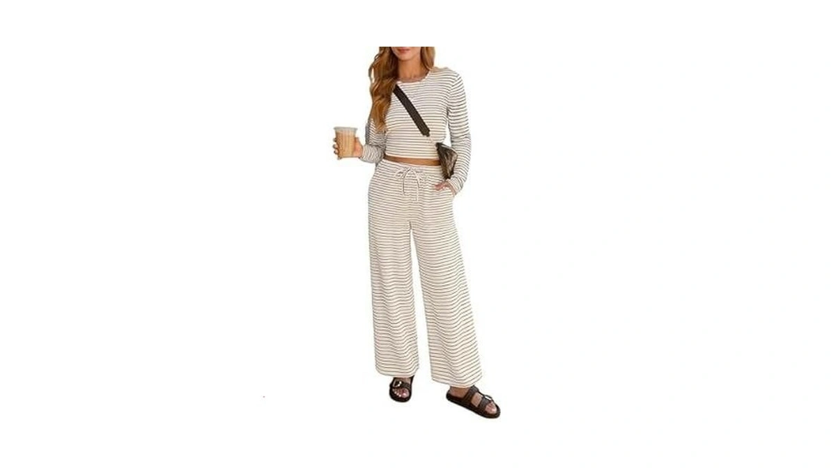 Lazysmile Lounge Sets For Women Casual Striped 2 Piece Outfits